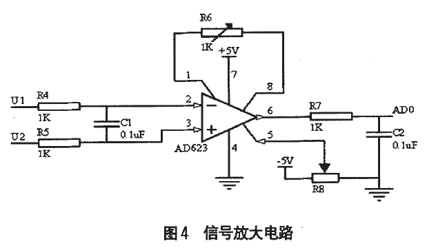 數據信號放大及調零電源電路圖